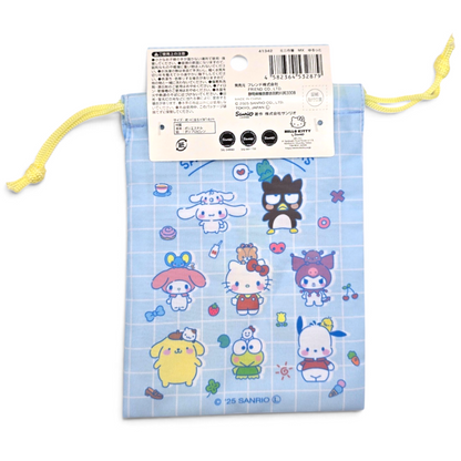 Bolsita Tela de cuerda tipo saco multiusos Sanrio Japon Original licencia medida aprox 19x14 cms Characters