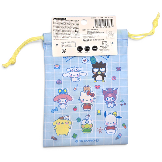 Bolsita Tela de cuerda tipo saco multiusos Sanrio Japon Original licencia medida aprox 19x14 cms Characters