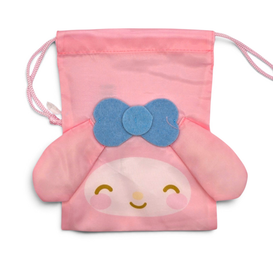 Bolsita loneta de cuerda tipo saco multiusos Sanrio Japon Original licencia medida aprox 19x15 cms My melody