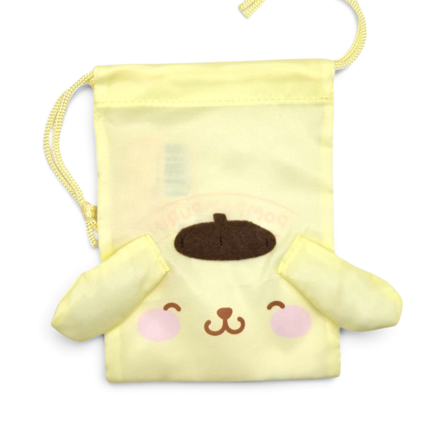 Bolsita loneta de cuerda tipo saco multiusos Sanrio Japon Original licencia medida aprox 19x15 cms Pompompurin