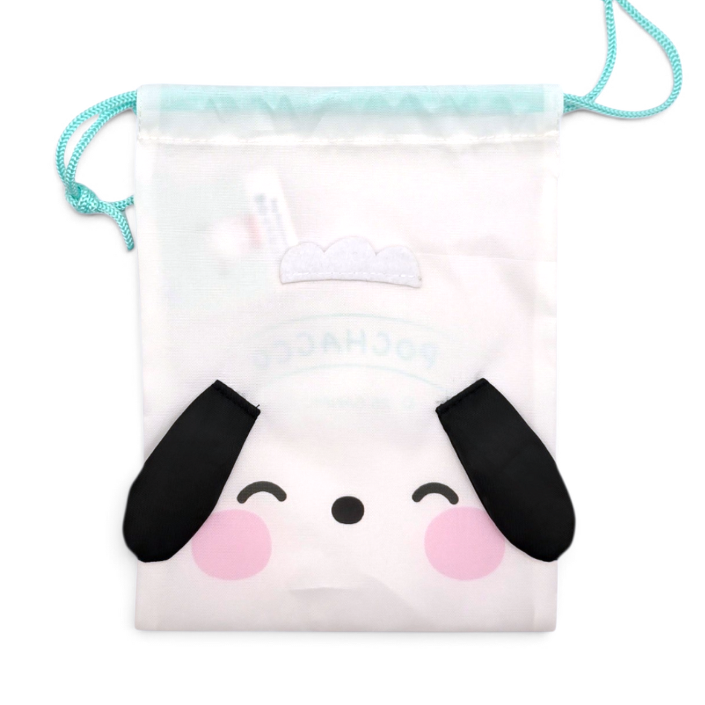 Bolsita loneta de cuerda tipo saco multiusos Sanrio Japon Original licencia medida aprox 19x15 cms Pochacco