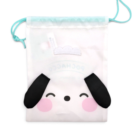 Bolsita loneta de cuerda tipo saco multiusos Sanrio Japon Original licencia medida aprox 19x15 cms Pochacco