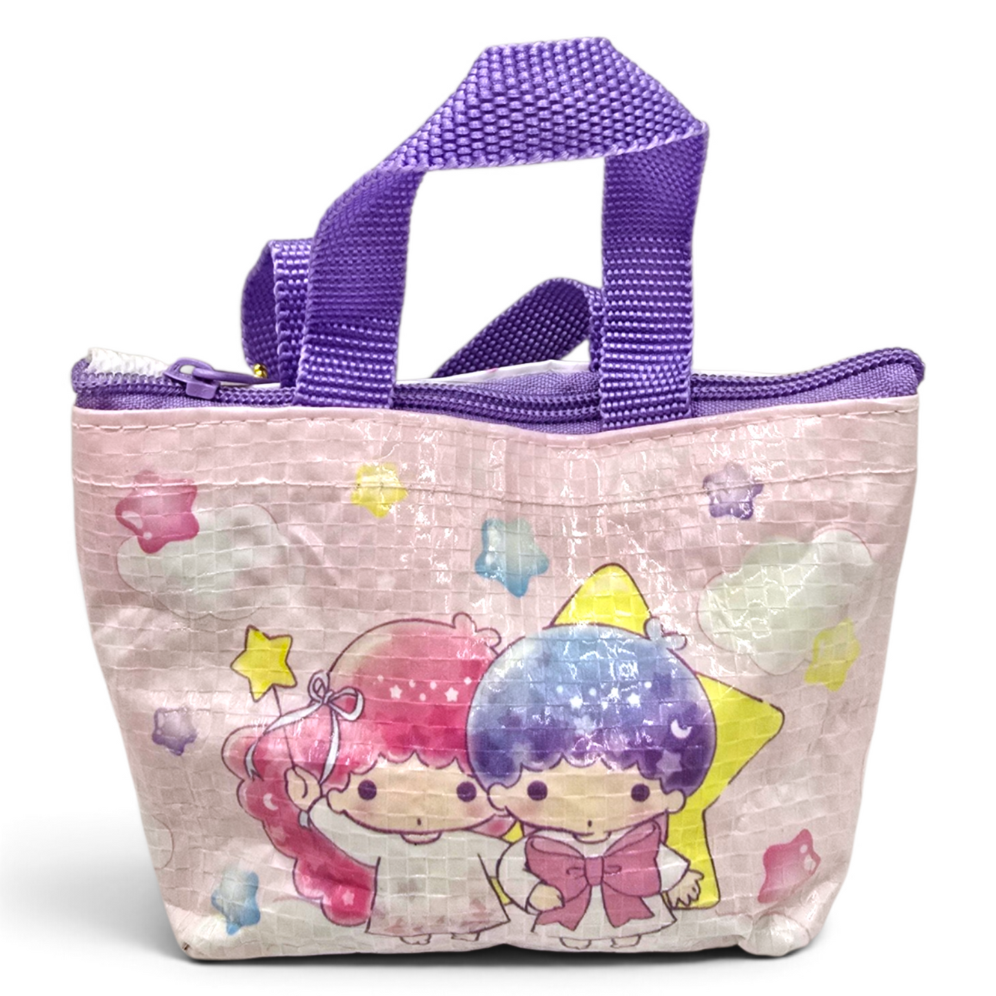 Bolsita micro mini monedero multiusos lona impermeable Sanrio Japon Original licencia medida aprox 10x8 cms Little Twin Stars