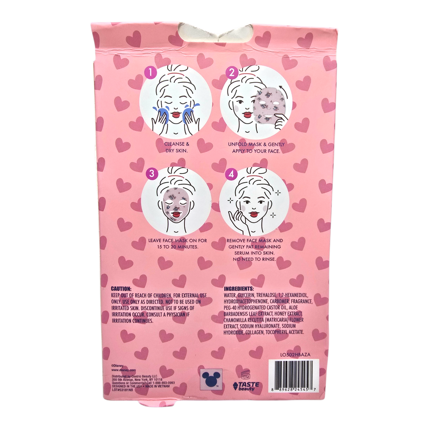 Mascarillas faciales Stitch 5 Piezas Taste Beauty con colágeno y aroma a Coco Maquillaje Make up