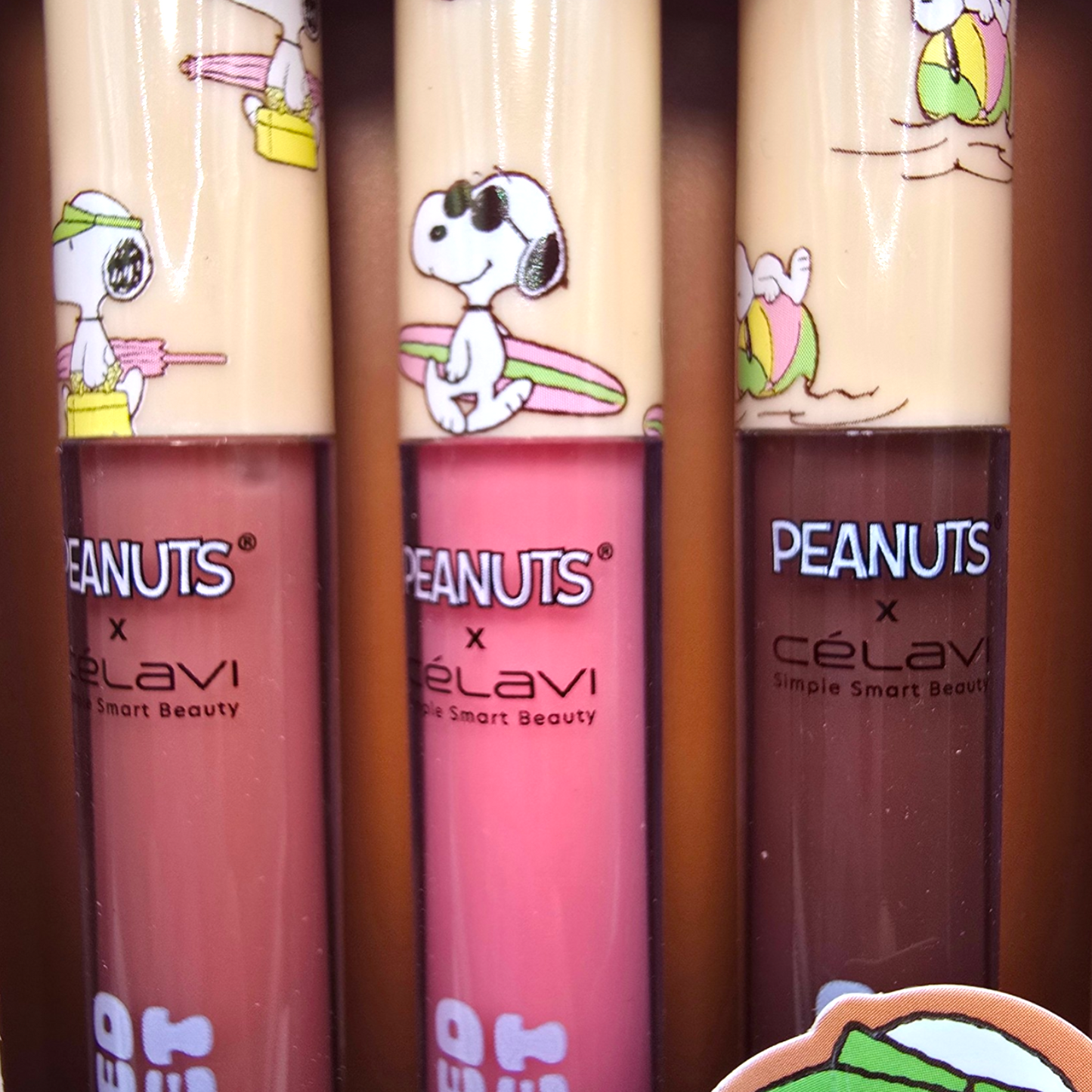 Lip oil entintados Snoopy Peanuts Célavi Maquillaje Make up