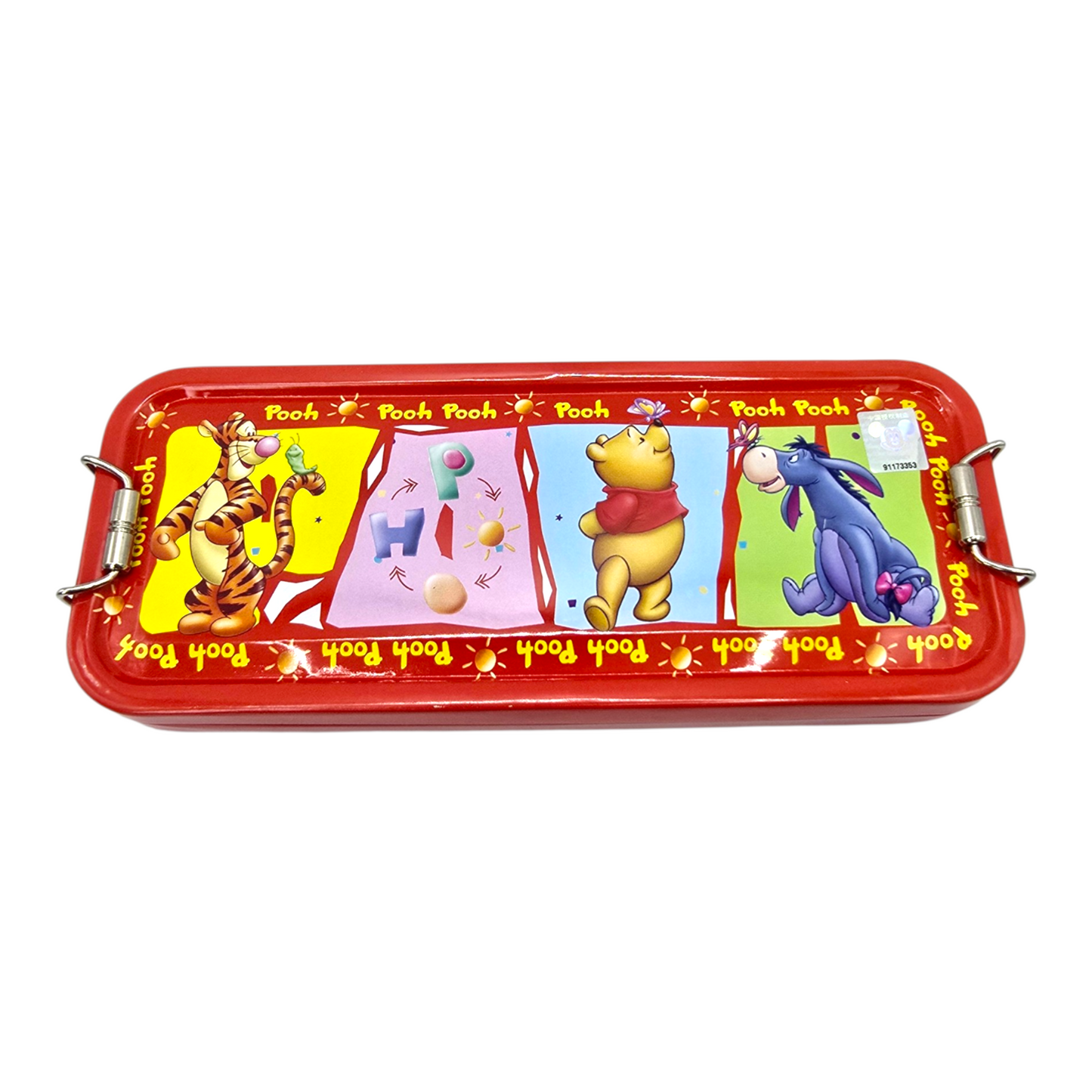 Estuche de latón con Charola interna vintage Pooh rojo