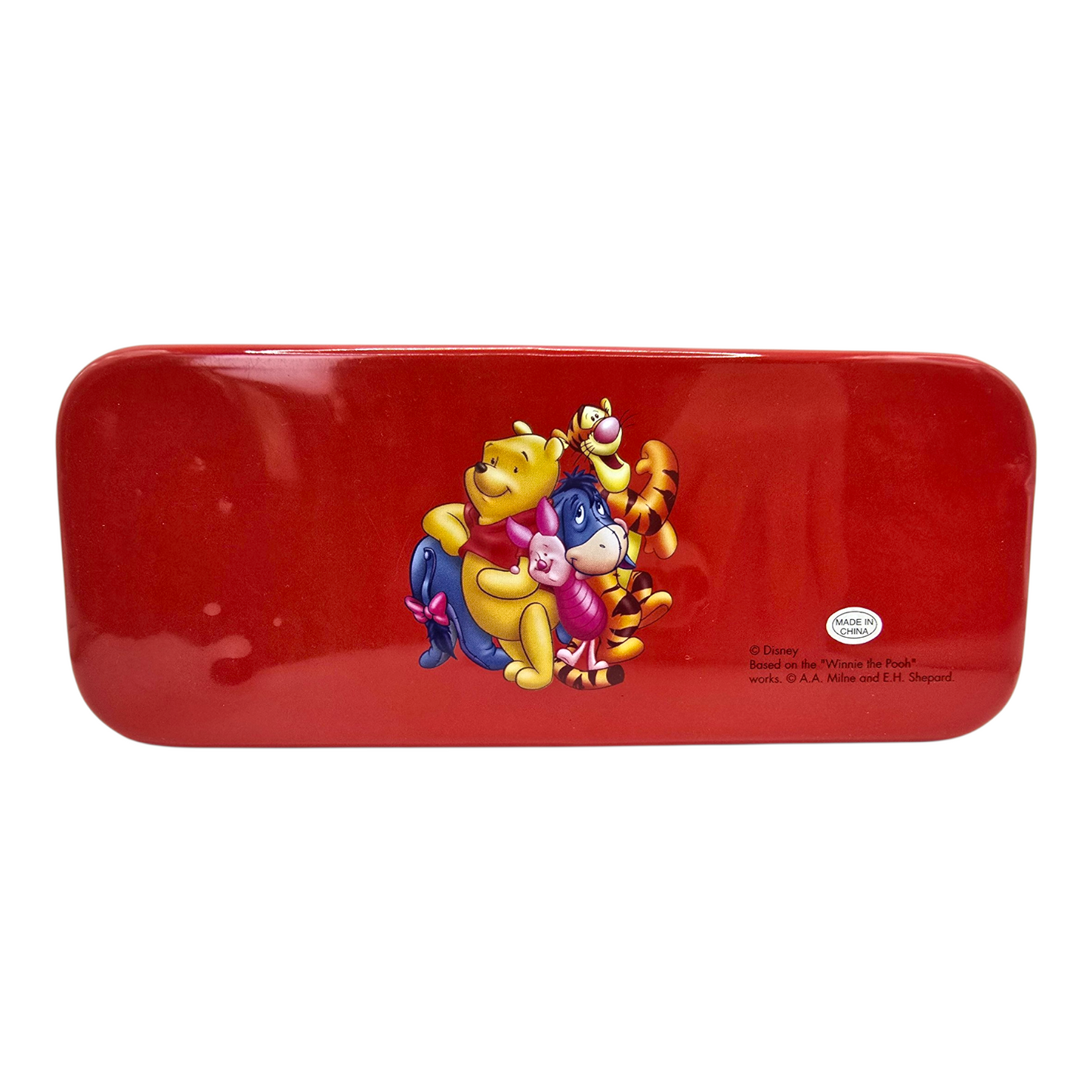 Estuche de latón con Charola interna vintage Pooh rojo