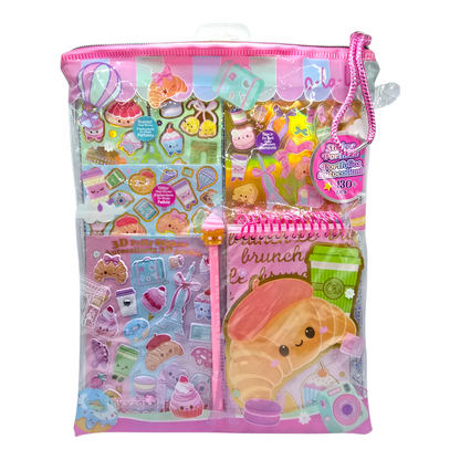 Set de Papelería y stickers Crossaint Kawaii