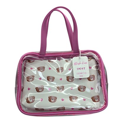 Bolsa cosmetiquera doble Ositos transparente 27x19x6cm aprox