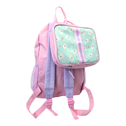 Mochila de ositos color menta con lonchera 41x34cm aprox