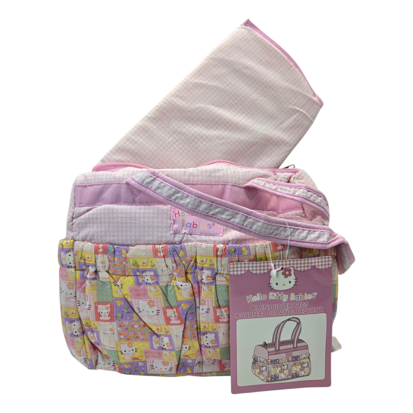 Bolsa pañalera vintage Hello Kitty babies Sanrio original con aislante año 2004 con tapete cambiador 34x28cm aprox