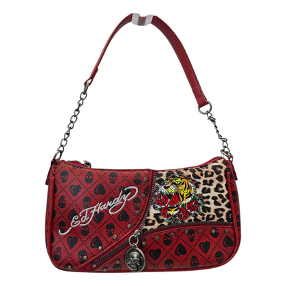 Bolsa de hombro Ed Hardy roja  27x13cm aprox