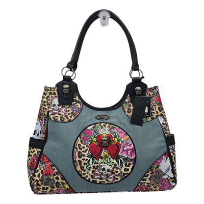 Bolso tote Ed Hardy con mezclilla 46x30cm aprox