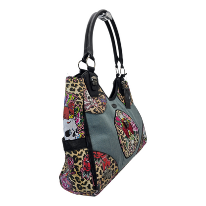 Bolso tote Ed Hardy con mezclilla 46x30cm aprox