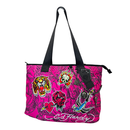 Tote Ed Hardy rosa interior de tela 44x25cm aprox
