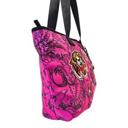 Tote Ed Hardy rosa interior de tela 44x25cm aprox
