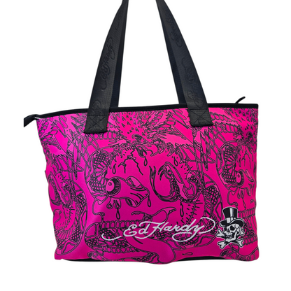 Tote Ed Hardy rosa interior de tela 44x25cm aprox