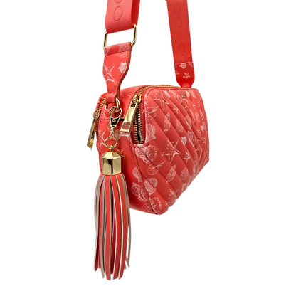 Bolso corssbody Aldo original coral con charm doble cierre 26x18cm aprox