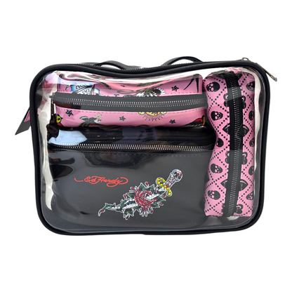 Set de cosmetiqueras bolsas organizadoras Ed Hardy 4 pza