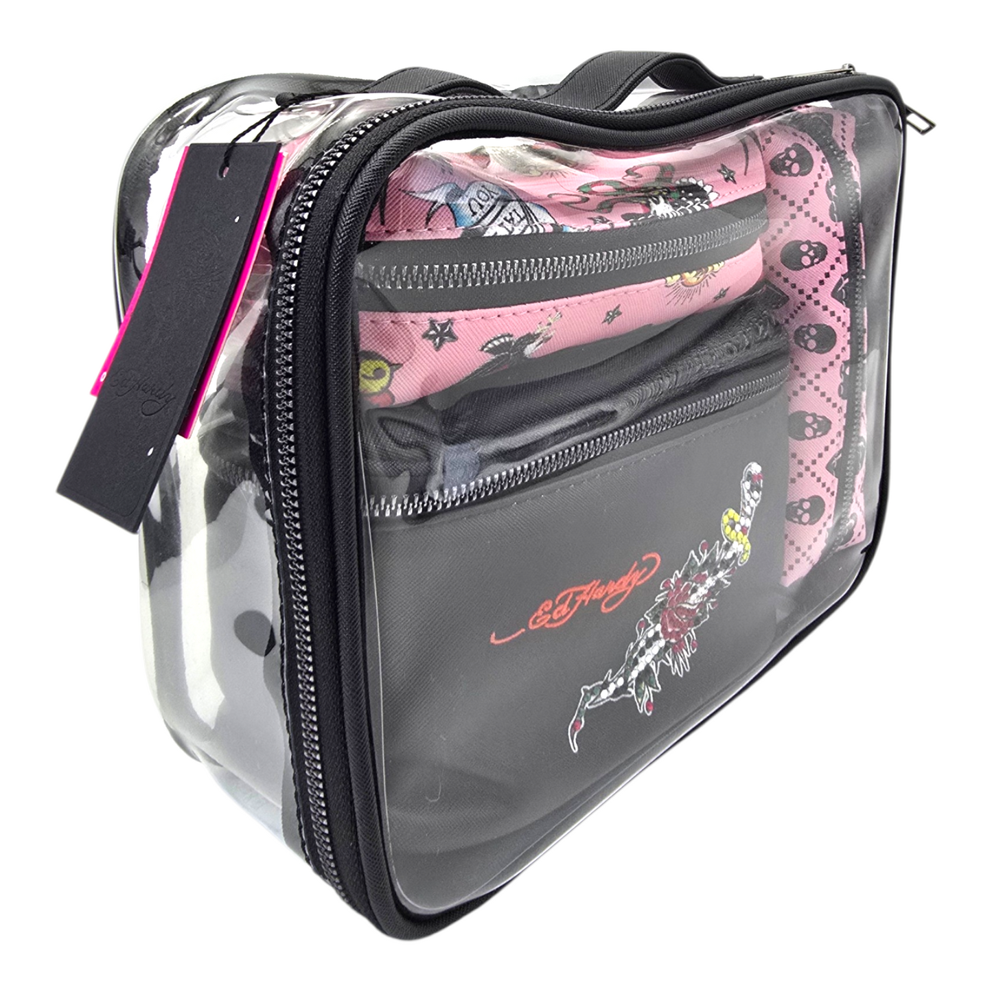 Set de cosmetiqueras bolsas organizadoras Ed Hardy 4 pza
