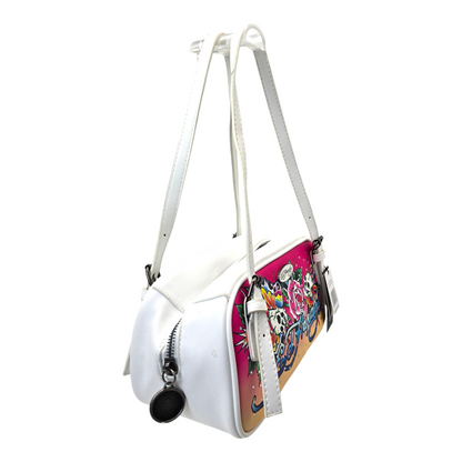 Bolsa de hombro Ed Hardy blanca con mariposas 29x14cm aprox