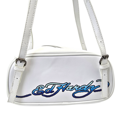 Bolsa de hombro Ed Hardy blanca con mariposas 29x14cm aprox