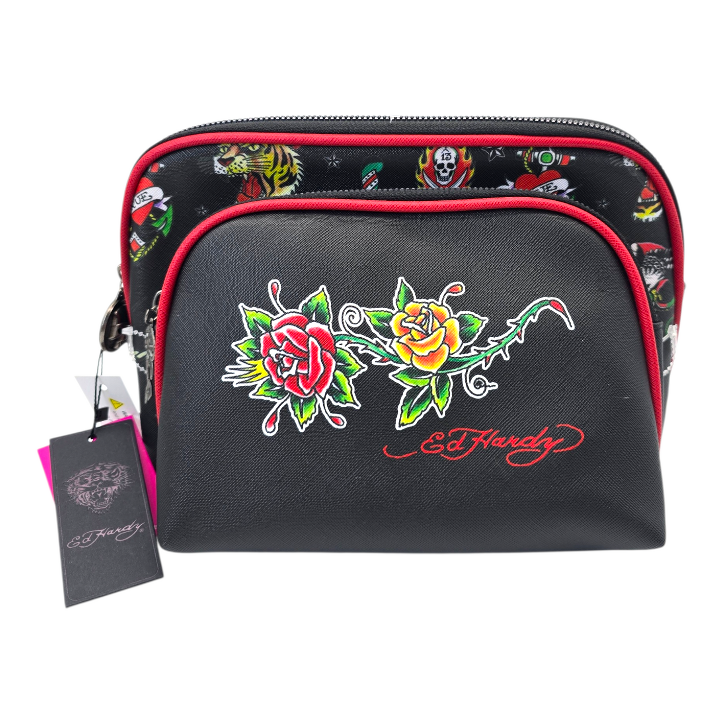 Set de 2 cosmetiqueras estuches bolsas Ed Hardy negra