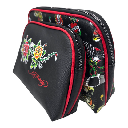 Set de 2 cosmetiqueras estuches bolsas Ed Hardy negra