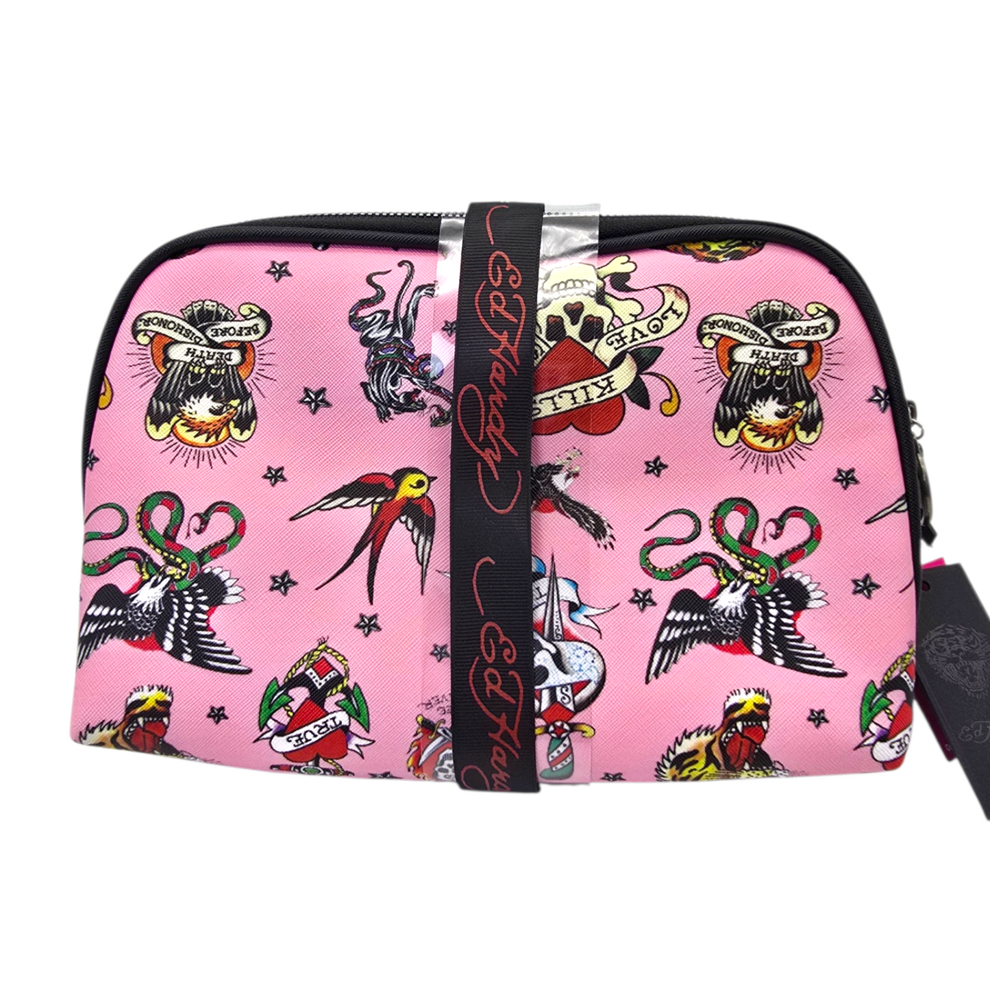 Set de 2 cosmetiqueras estuches bolsas Ed Hardy rosa con daga