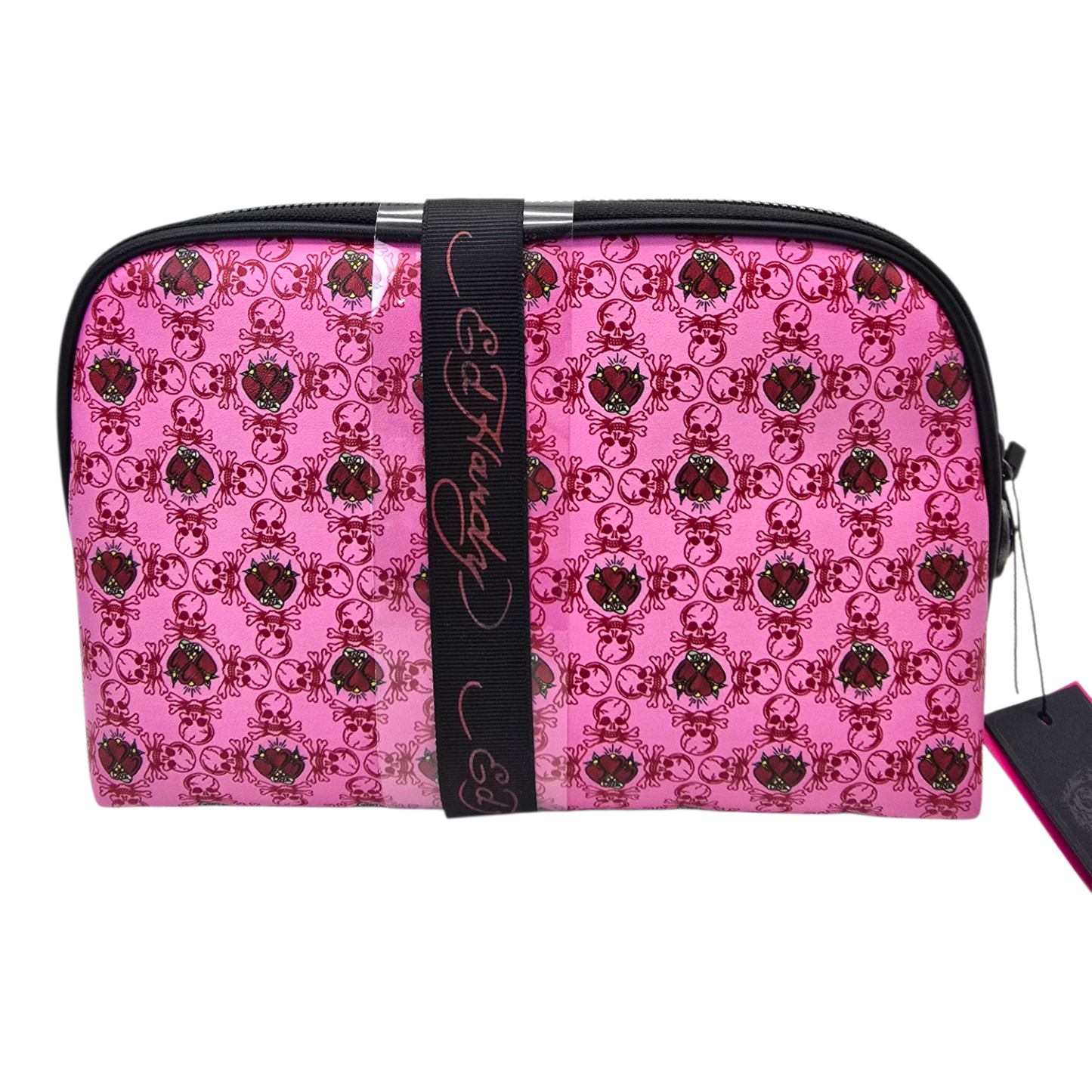 Set de 2 cosmetiqueras estuches bolsas Ed Hardy rosa con telaraña