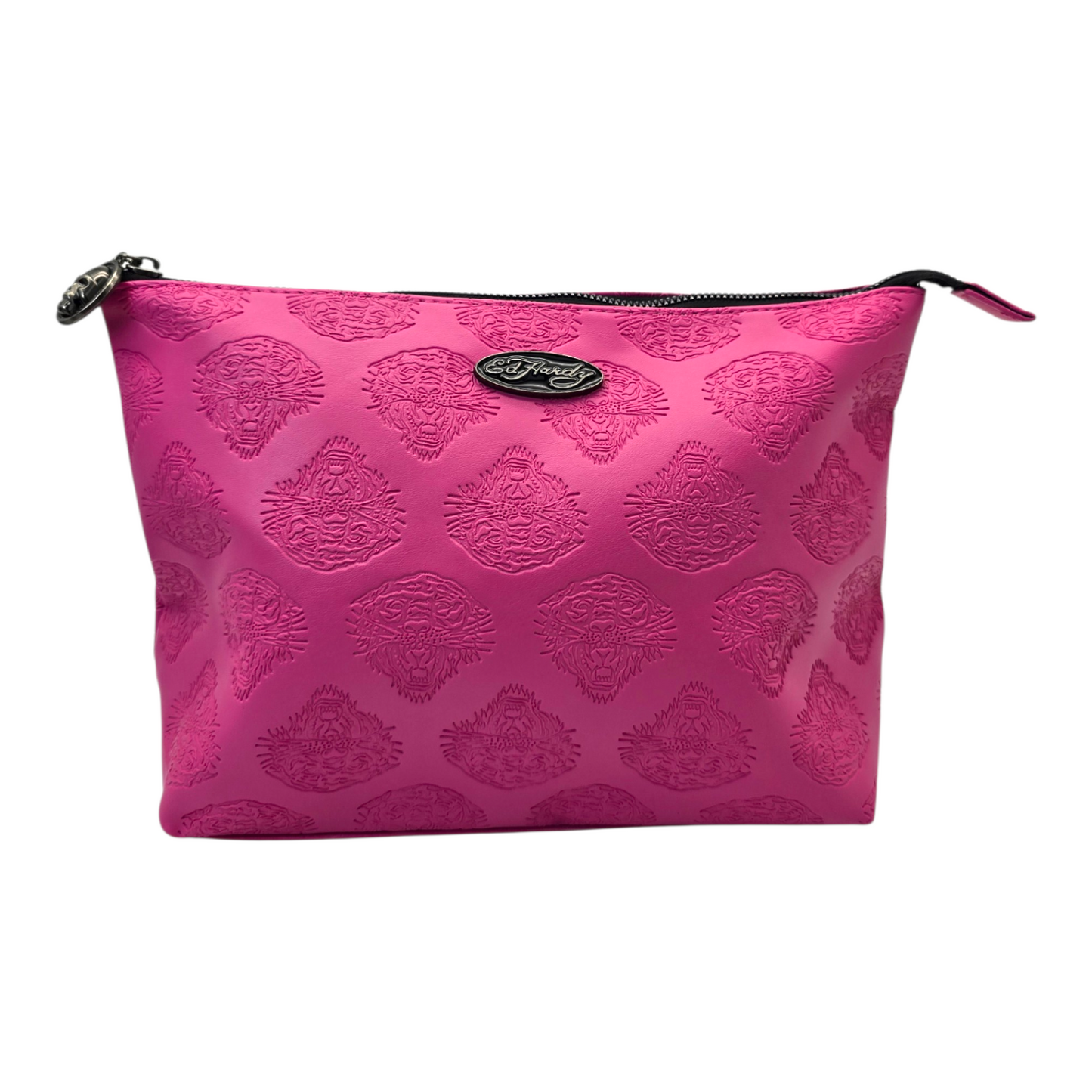 Pouch cosmetiquera Ed Hardy bolsa rosa grabado 32x21cm aprox