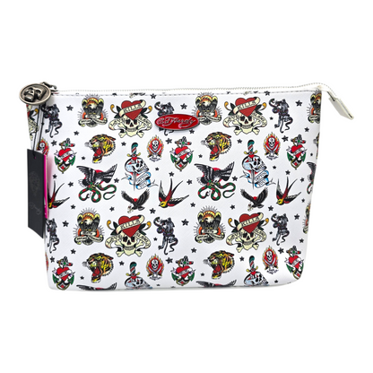 Pouch cosmetiquera Ed Hardy bolsa blanco tatuaje 32x21cm aprox