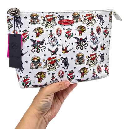 Pouch cosmetiquera Ed Hardy bolsa blanco tatuaje 32x21cm aprox