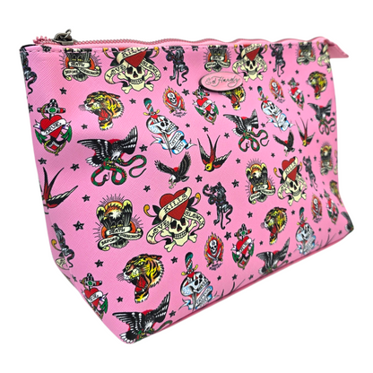 Pouch cosmetiquera Ed Hardy bolsa rosa tatuaje 32x21cm aprox