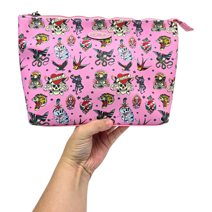 Pouch cosmetiquera Ed Hardy bolsa rosa tatuaje 32x21cm aprox