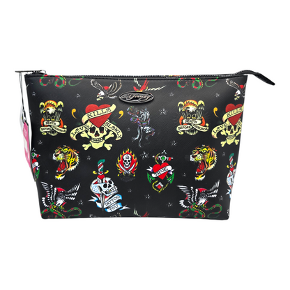 Pouch cosmetiquera Ed Hardy bolsa negro tatuaje 32x21cm aprox