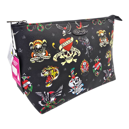 Pouch cosmetiquera Ed Hardy bolsa negro tatuaje 32x21cm aprox