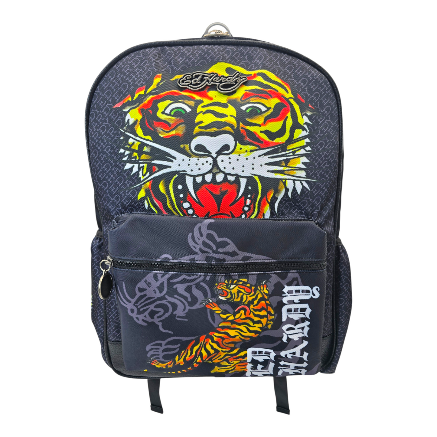 Mochila Ed Hardy negra loneta 31x44cm aprox