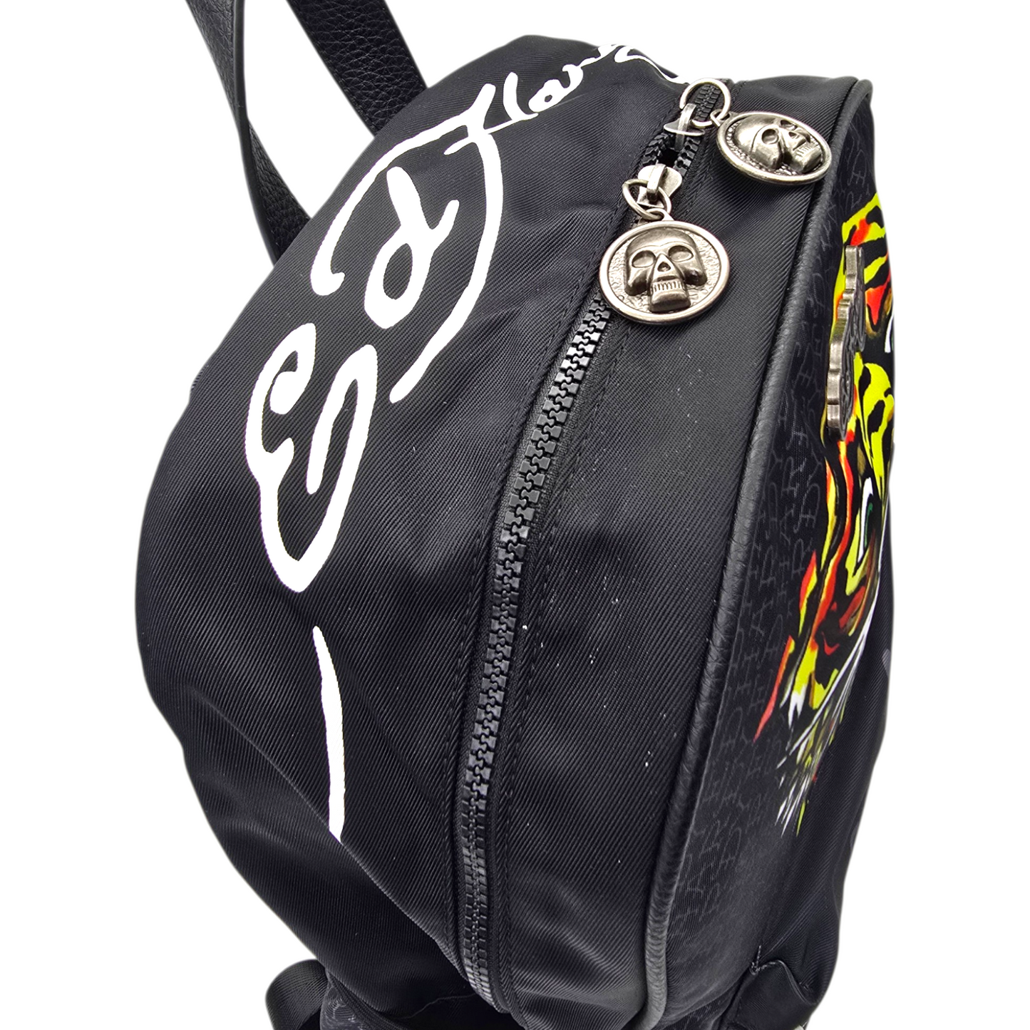 Mochila Ed Hardy negra loneta 31x44cm aprox