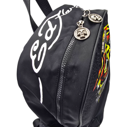 Mochila Ed Hardy negra loneta 31x44cm aprox