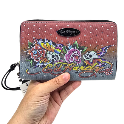 Cartera monedero doble mezclilla Ed Hardy
