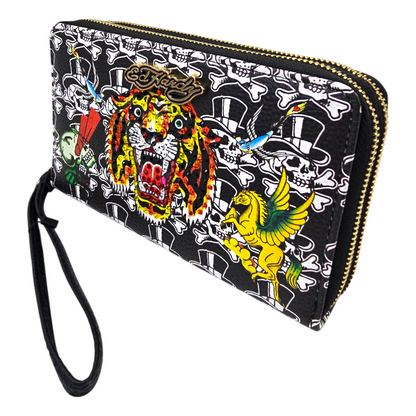 Cartera monedero doble Ed Hardy negra tigre