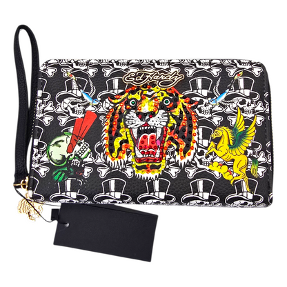 Cartera monedero doble Ed Hardy negra tigre