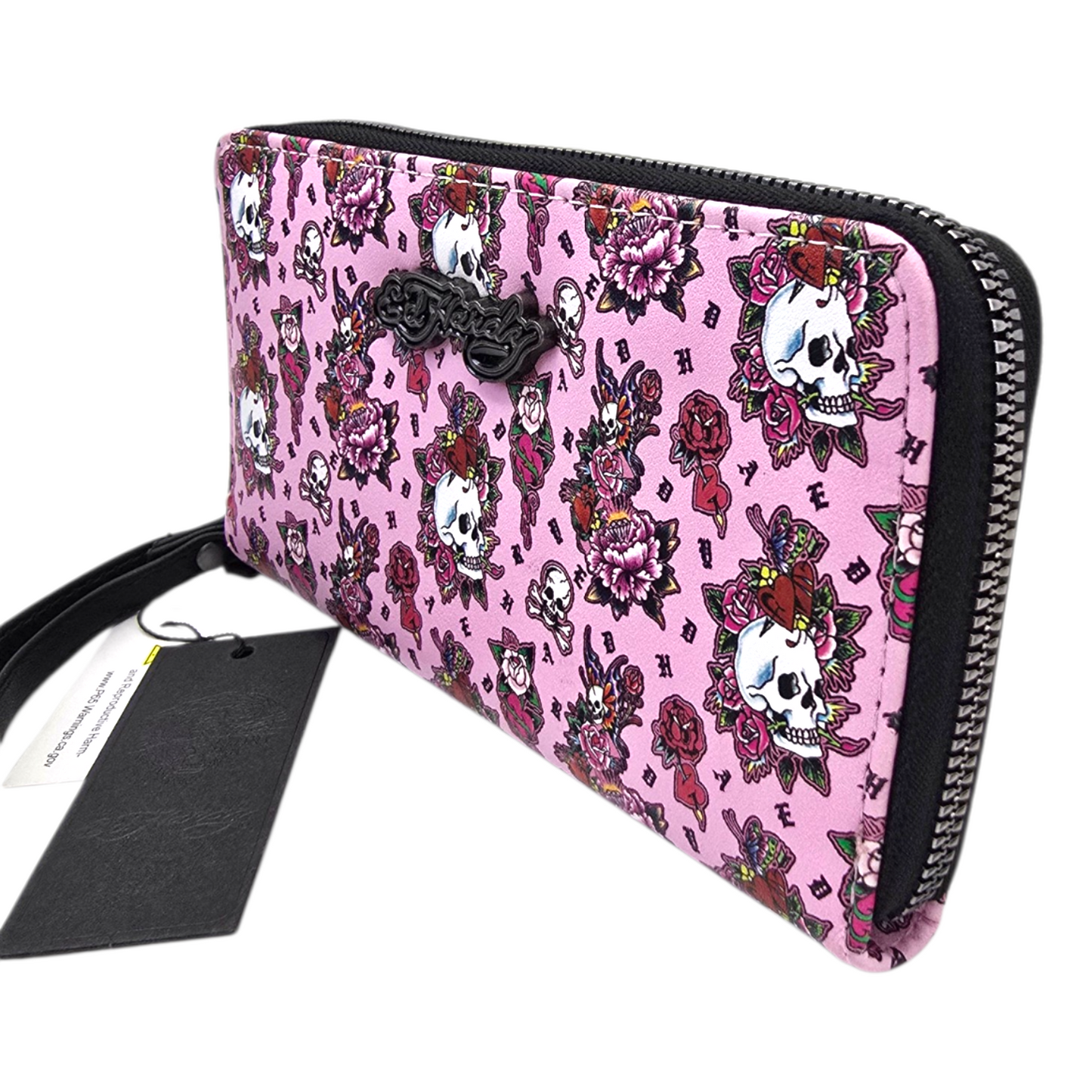 Cartera monedero Ed Hardy rosa acordeón