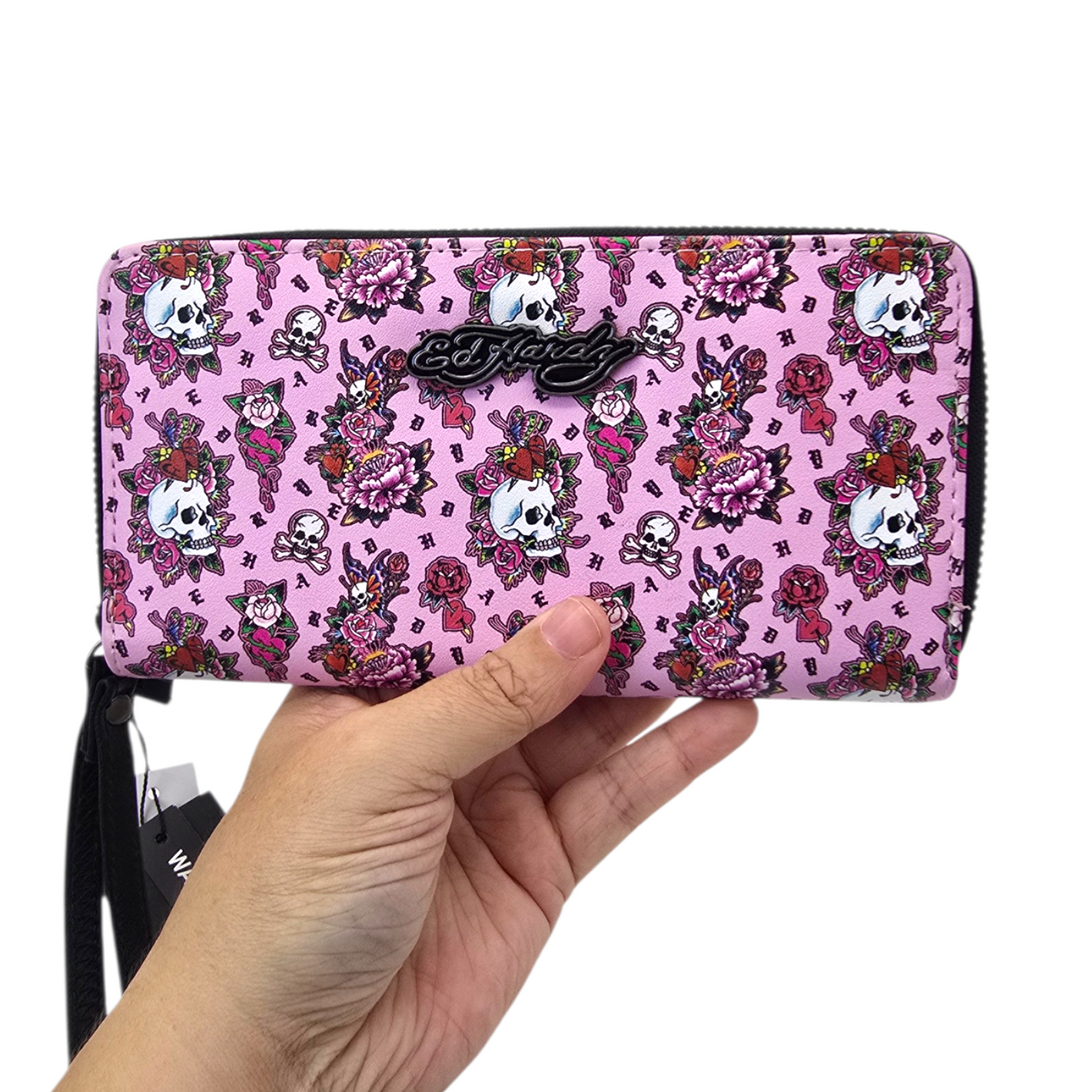 Cartera monedero Ed Hardy rosa acordeón