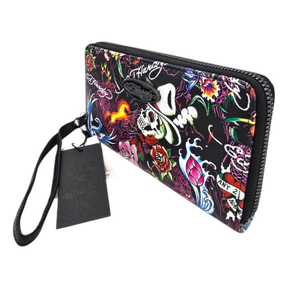 Cartera monedero Ed Hardy negra acordeón