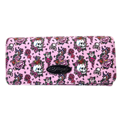 Cartera monedero rosa bifold acordeón Ed Hardy