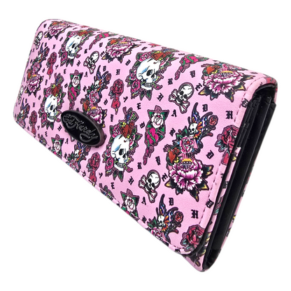 Cartera monedero rosa bifold acordeón Ed Hardy