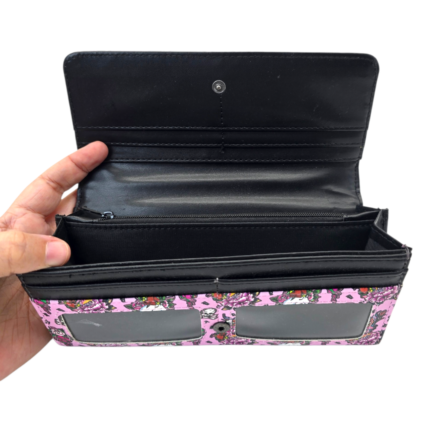 Cartera monedero rosa bifold acordeón Ed Hardy