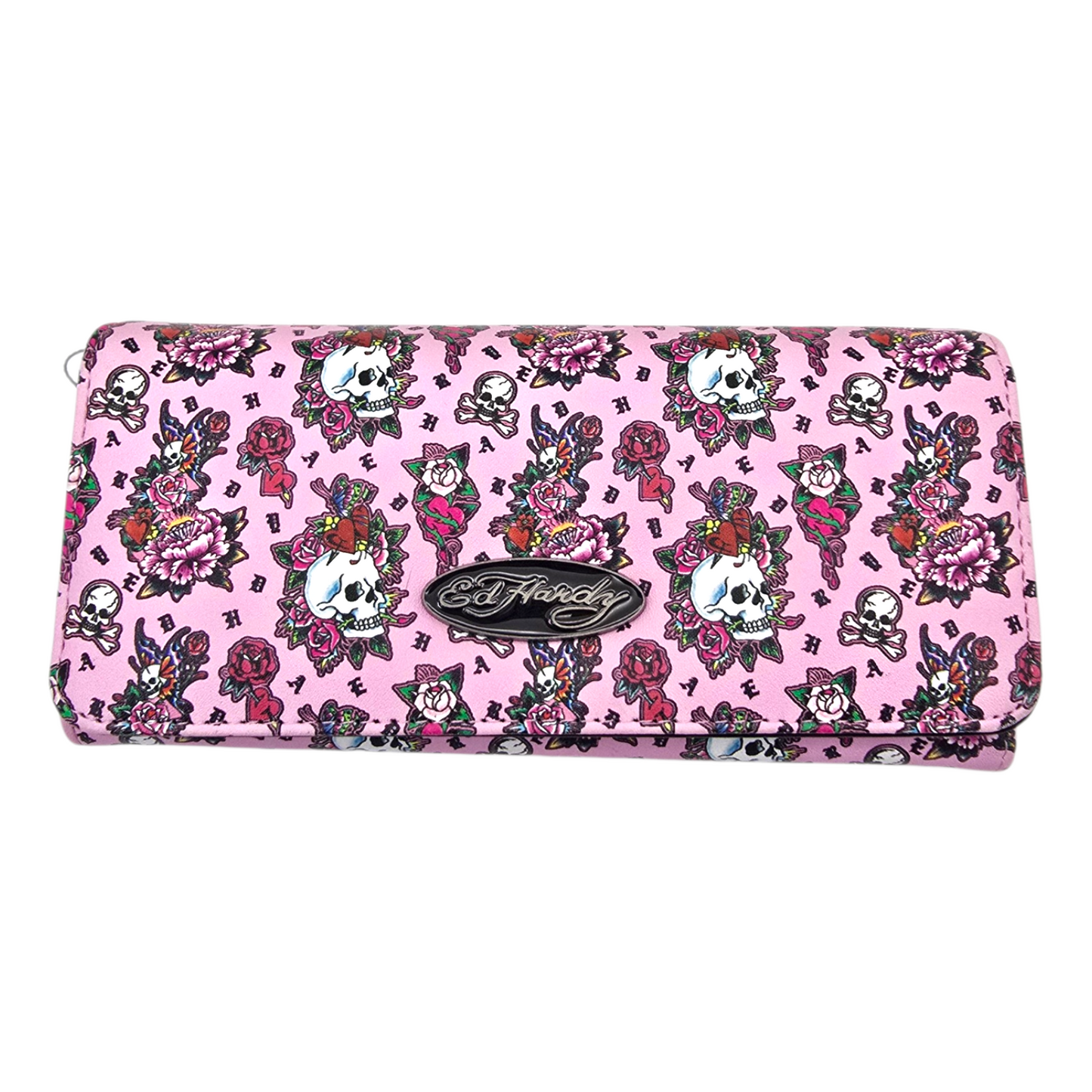 Cartera monedero rosa bifold acordeón Ed Hardy